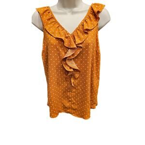 LC EUC frill chic burnt orange polka dot UT longhorn colors career casual XS